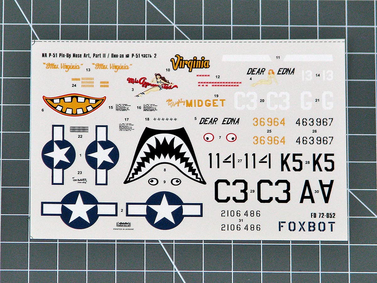 Amazon.com: Foxbot 72052-1/72 Foxbot Decals North American P-51