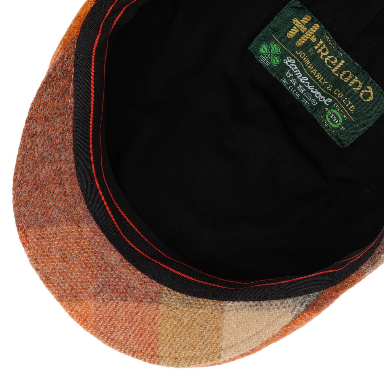 LIERYS John Hanley Colour Check płaska czapka z daszkiem dla kobiet/mężczyzn – Made in The EU jesień-zima, jesień, zima, XL (60-61 cm), pomarańczowa