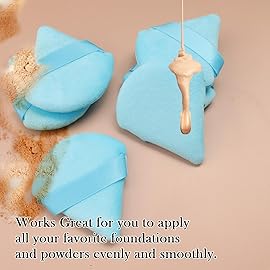 Powder Puff Daubigny 6 PCS Makeup Puff Face Soft Triangle Powder Puffs for Loose Powder Mineral Powder Body Powder Velour Cosmetic Foundation Sponges Blender Beauty Makeup Tools(Blue)