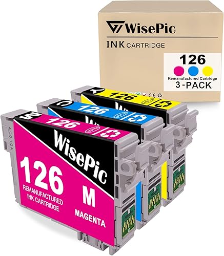 WisePic T126 - Cartucho de tinta de repuesto para Epson 126 T126 para Workforce 435 520 545 635 645 845 WF-3520 WF-3530 WF-3540 WF-7010 WF-7510