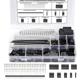 1450PCS Dupont Connector Kit - 2.54mm 1/2/3/4/5/6/8/10 Pin Housing Connector and Male/Female Crimp,40 pin Single Row PCB pin Header use for RC Servo, Arduino, SMT, SATA, EPS, PCIe, Battery Balancer