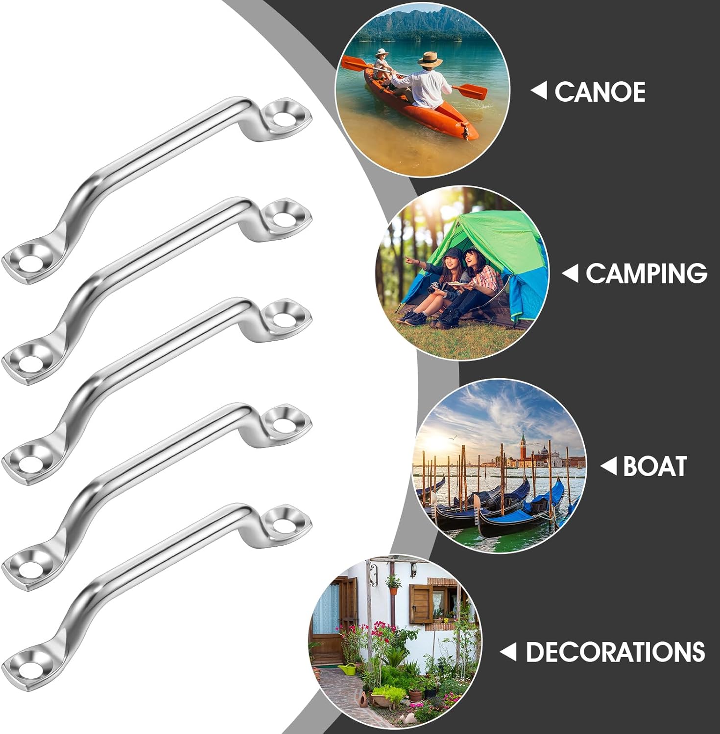 Therwen 20/40 Pcs Bimini Top Strap Footman Loop Pad Eye 316 Stainless Steel Footman's Loop with 40/80 Flat Head Tapping Screws for Kayak, Boat, Hanging Shade Sails, Canoe Rigging