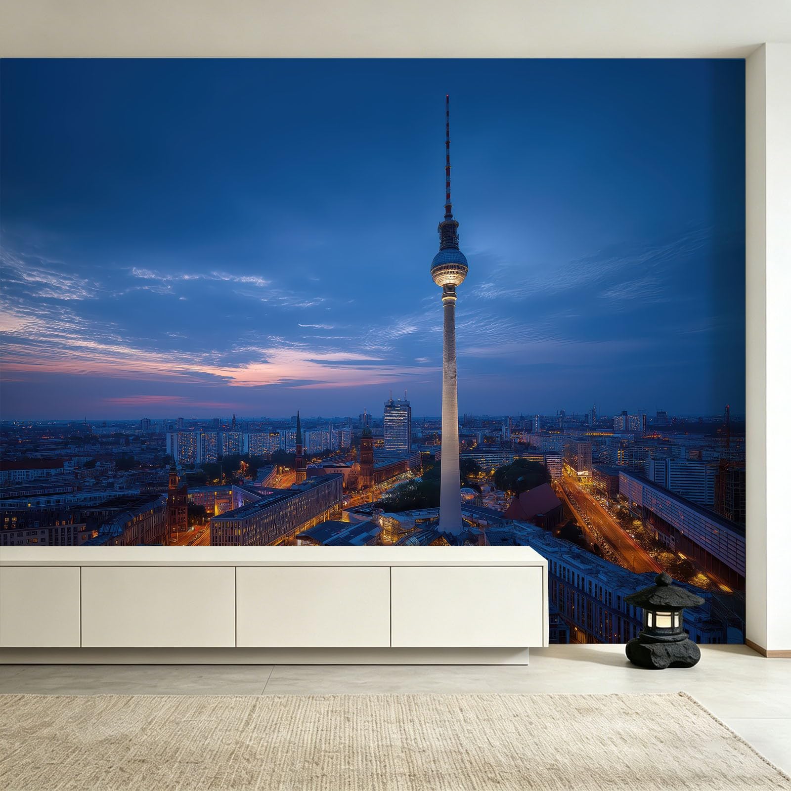 Fototapeta z włókniny, miasto, panorama, widok nocny, 200 x 140 cm – nowoczesne miasto, fototapeta do sypialni, salonu, kuchni, tapeta z włókniny, XXL tapeta ścienna z motywem, efekt 3D, dekoracja