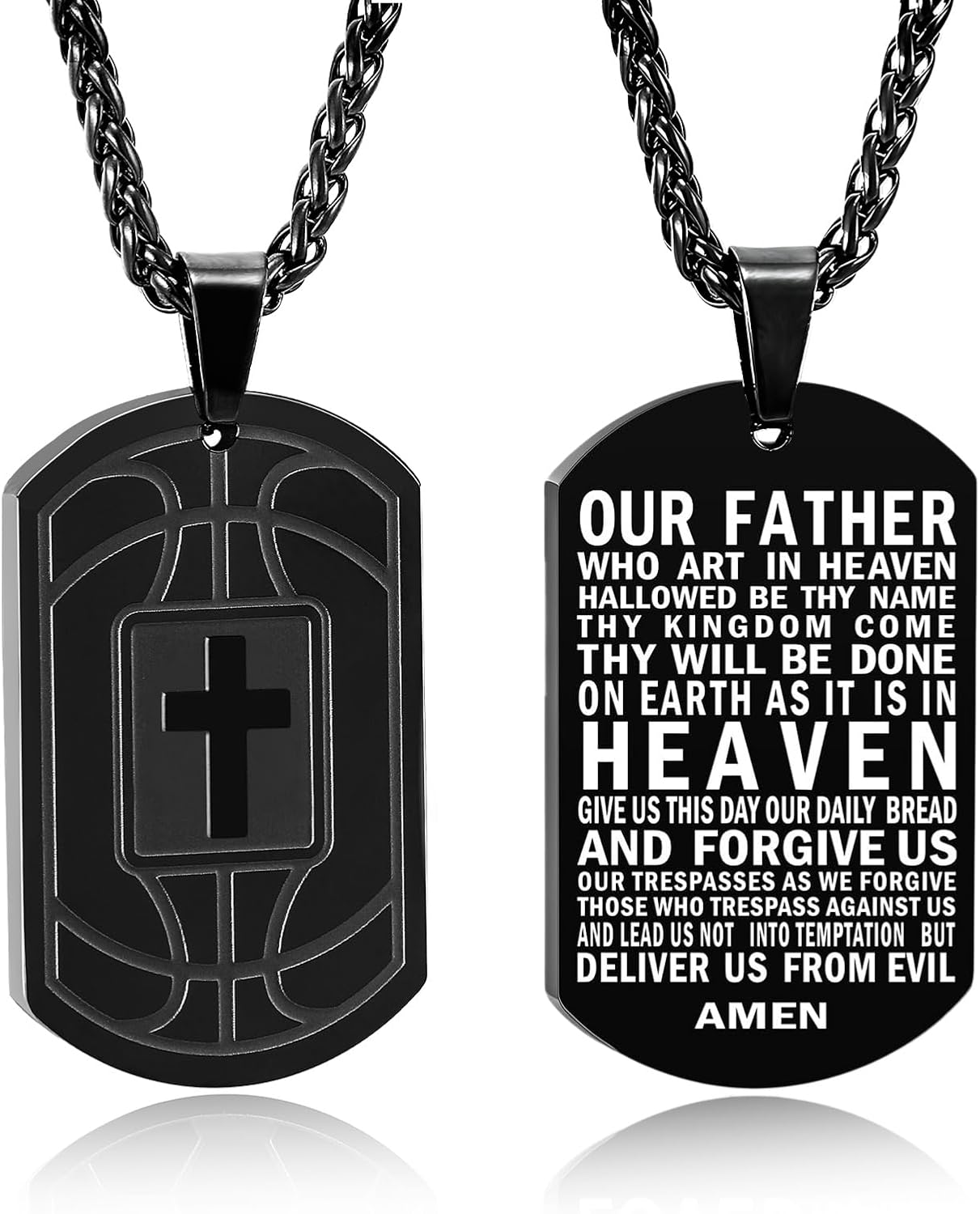 Easter Basket Stuffers - Basketball Bible Verse Cross Necklace for Men Stainless Steel Religious Gift Basketball Sports Jewelry Birthday Christmas Gifts for him Kids Boys Men Teens him Boyfriend dad