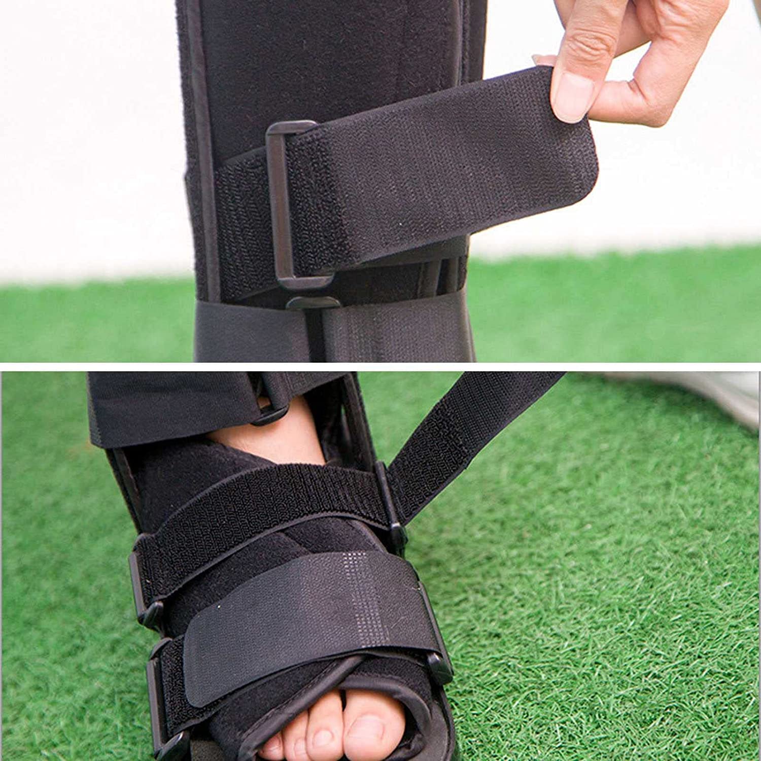 Bota de Fractura para pie Roto con Placa de Acero Fractura de Tobillo Protector de esguince Férula Nocturna para estabilizar el pie Tobillo Tobillera para Mujeres y Hombres (Color : Black, Size :