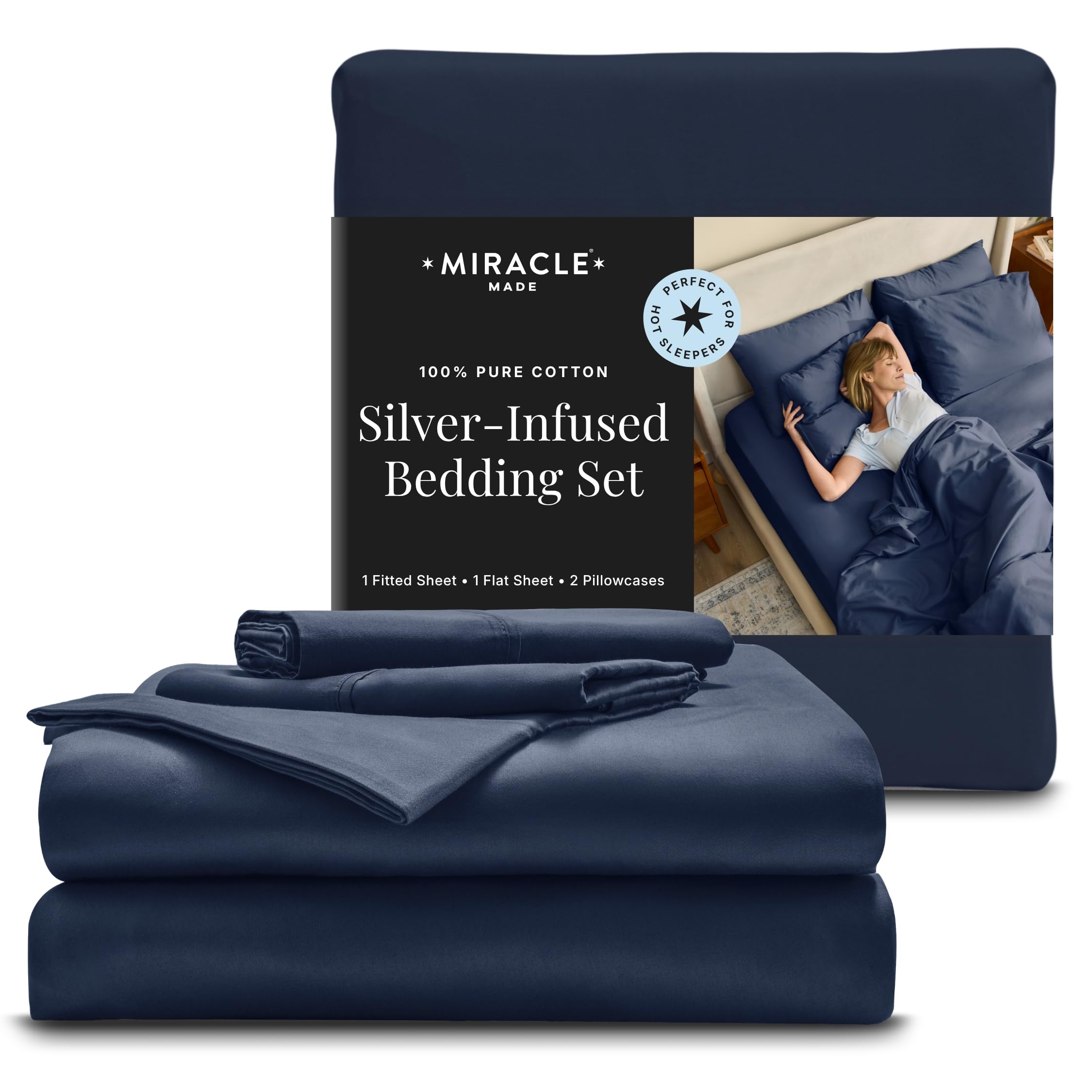 Miracle Made Extra Luxe Queen Sheet Set Navy
