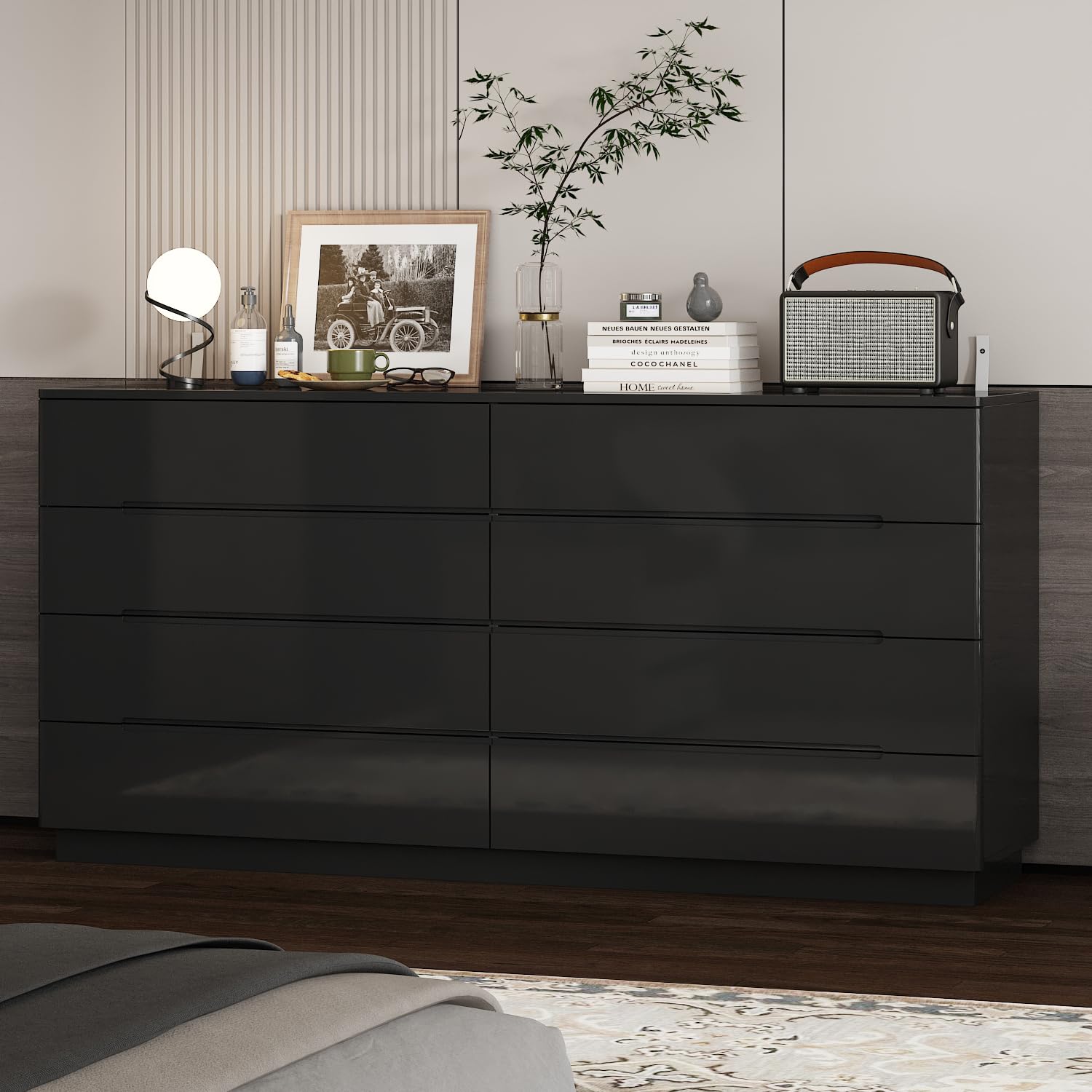 black 8 drawer dresser Arini 8-drawer Dresser with Mirror Black – National Unclaimed Freight main image 0