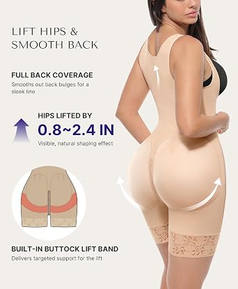 SHAPELLX Fajas Colombianas Tummy Control Shapewear for Women Postpartum Butt Lifter Full Body Shaper Compression Garment