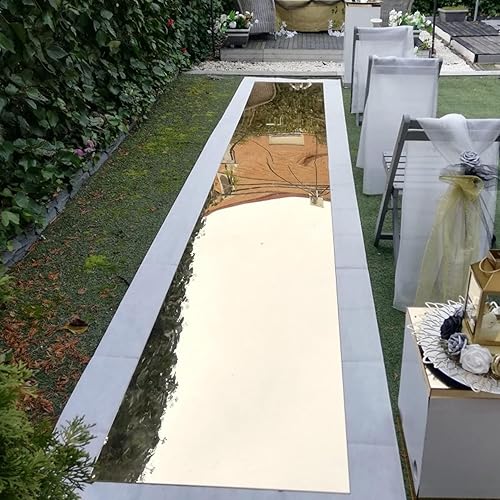 Double Sided Gold Silver Mirror Carpet Aisle Runner Decorative Runner Rug for Weddings, Birthday, Prom, Glam Party (Gold/Silver, 4' x 33')