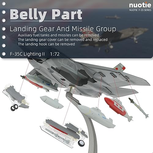 Miniatura 5 de F-35C Lightning 172 Metal Fighter Model Kits con soporte VX-23 3 versiones ABC Diecast Alloy Jet Replica Pre-Build Militar Avión Colección para