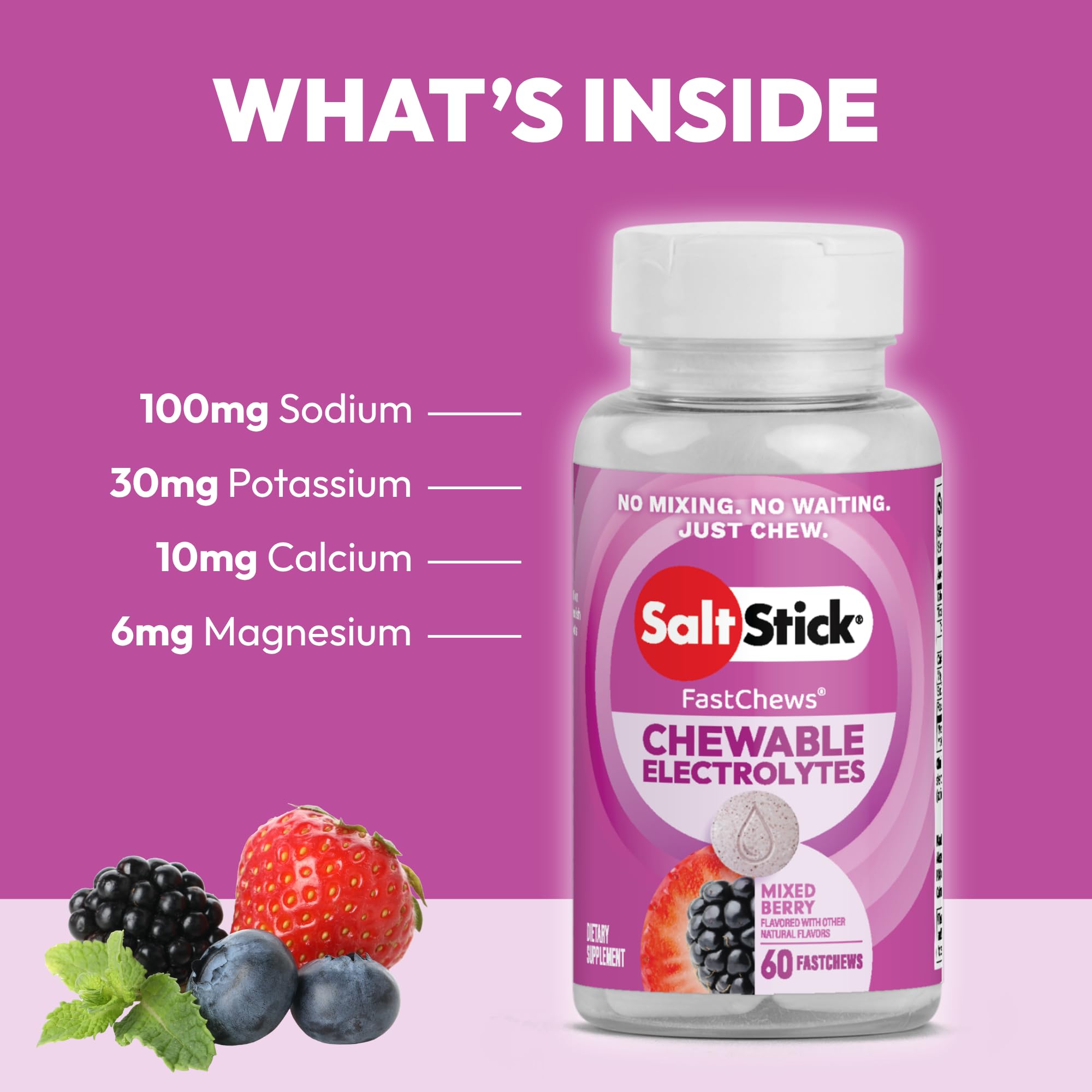 SaltStick High Sodium Electrolyte FastChews - Mixed Berry, 60 Tablets — Amazon image 3