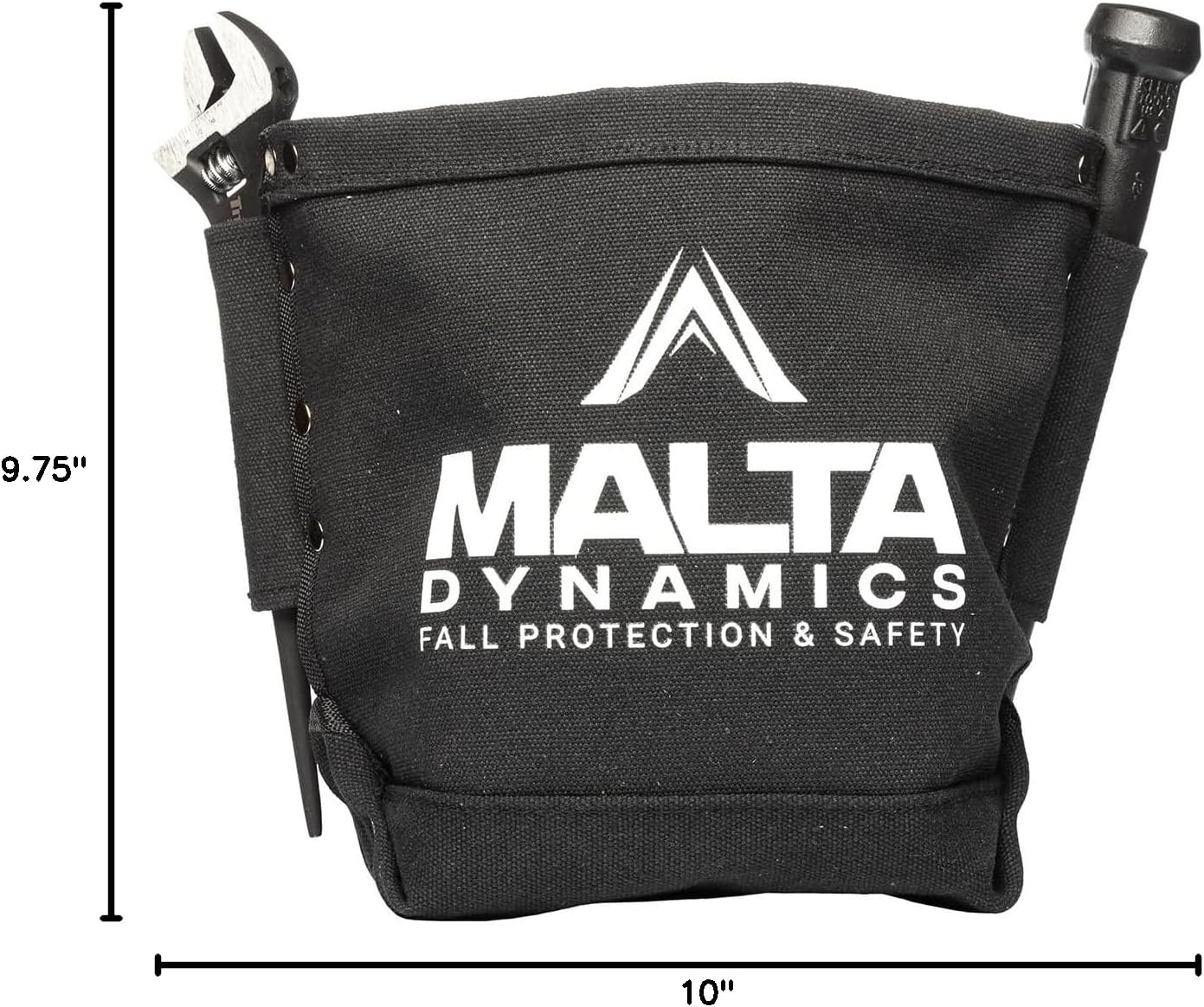 Malta Dynamics Tool Bag, Tool Pouch for Bolt Storage with 2 Bull Pin Loops and Tool Belt Connection, 9.75 x 10-Inch | Durable Double Bottom | Lightweight Canvas