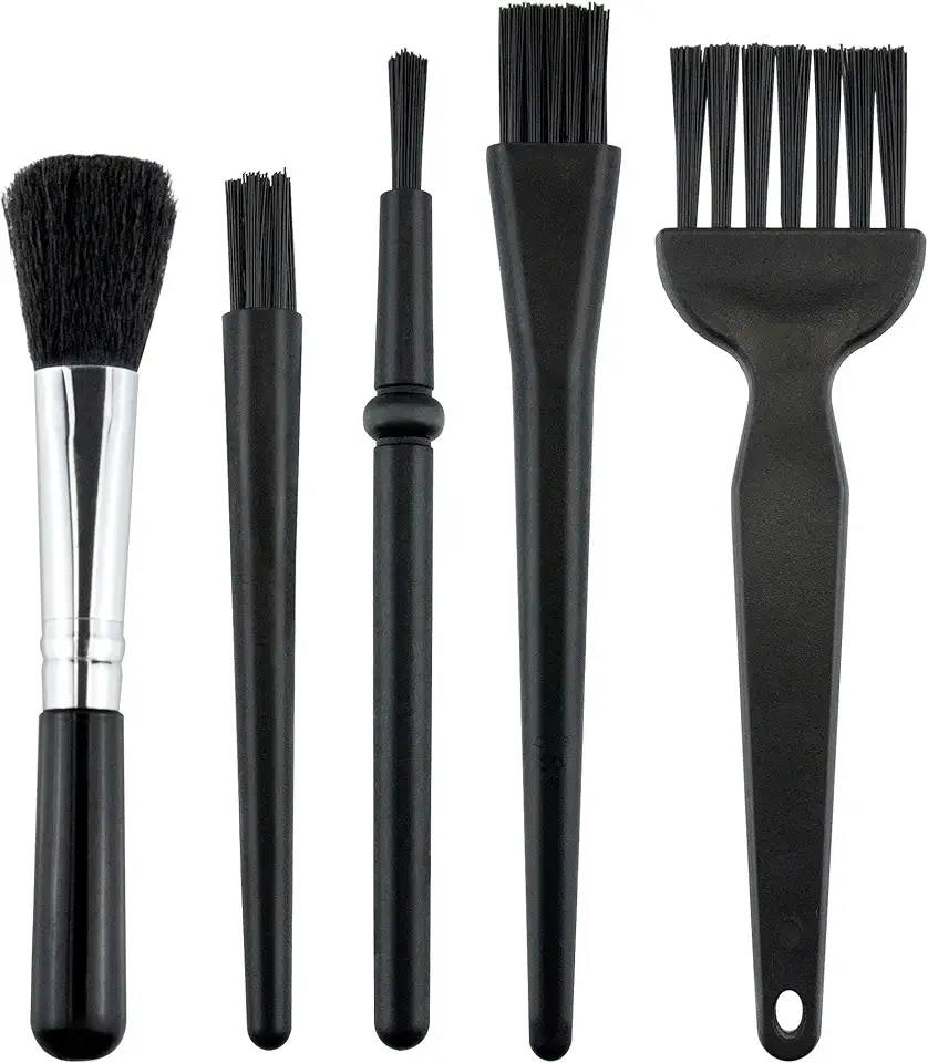 Kit de 5 pincéis de limpeza de mini teclado, cabo de polipropileno, escova de limpeza eletrônica antiestática contra poeira para teclado de computador, placa-mãe, câmera, espaço pequeno