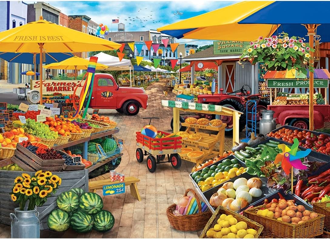 MasterPieces 1000 Piece Seek & Find Jigsaw Puzzle for Adults, Family, Or Youth - Market Square - 19.25"x26.75"