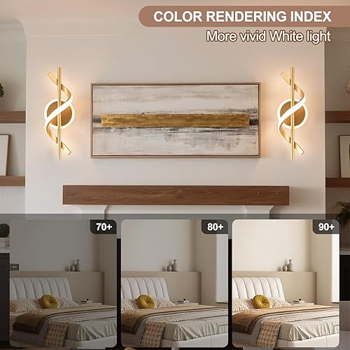 Miniatura 3 de Apliques LED de pared para interiores, luces LED de montaje en pared de 12 W, lámpara de pared moderna en espiral, lámpara de pared de 3000 K para