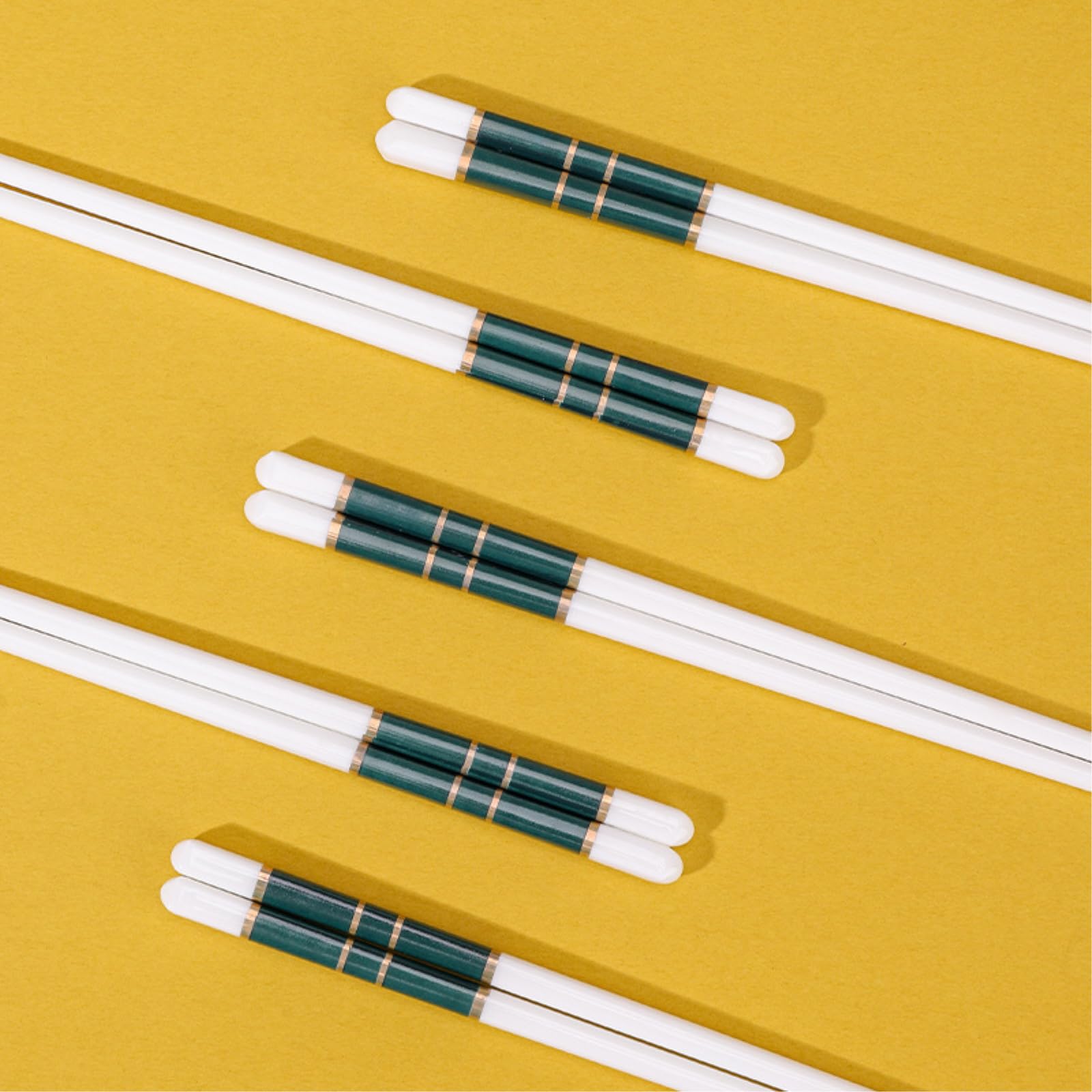 Lot de 3 baguettes en céramique vert foncé résistantes à l'humidité Vaisselle simple antidérapante pour la maison - 10 paires de boîtes