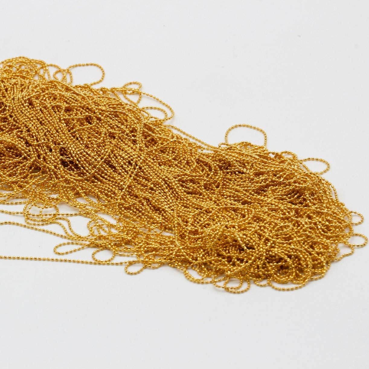 ZHONGJIUYUAN 2 Color 22 Yards (Gold and Silver Color) 1MM Nail Art Tip Metal Glitter Striping Tape Ball Beads Chain Line Decorations 3D Nail Tools