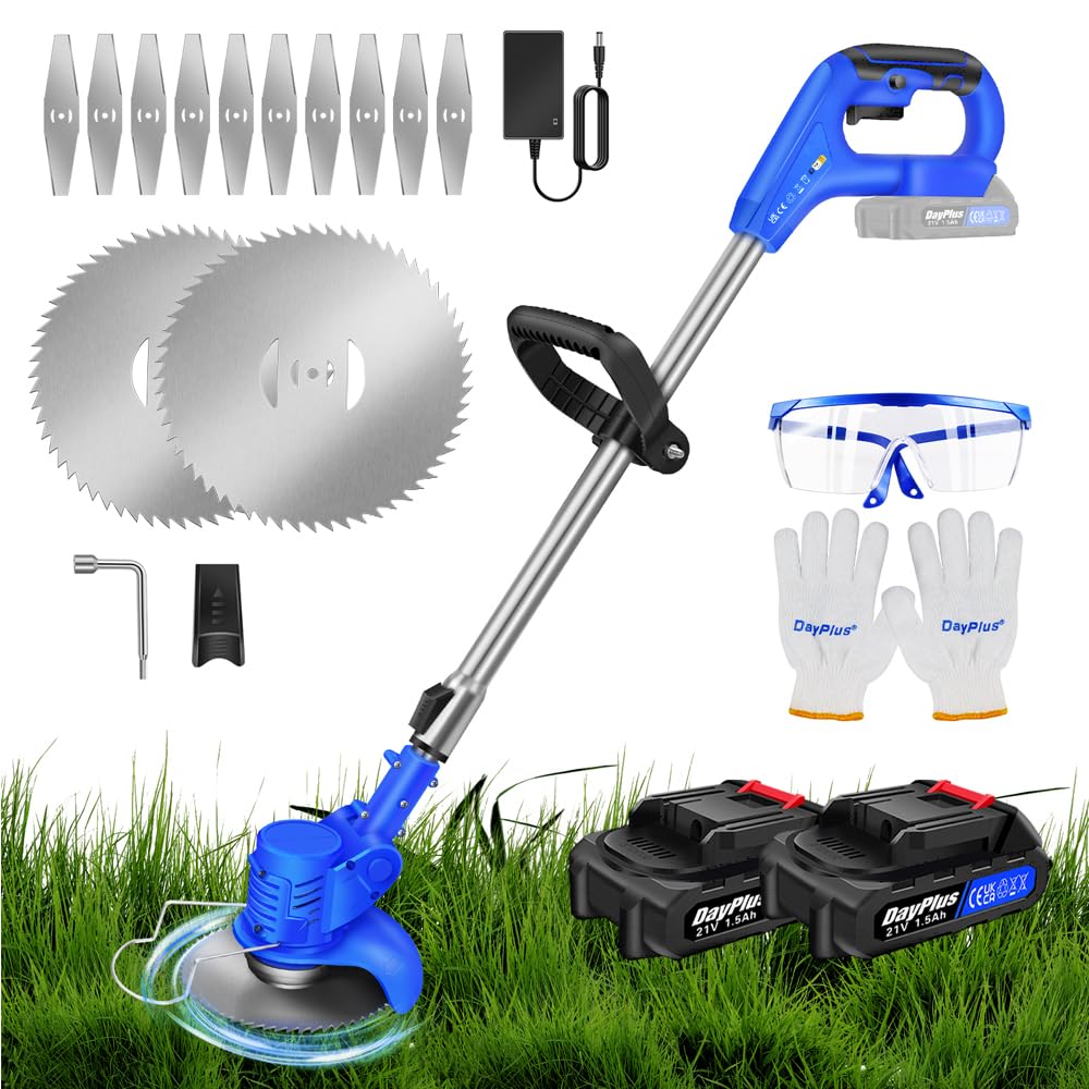 Qiyasjew Akku Rasentrimmer 21V - 3-in-1 Freischneider Mit 2 Akkus