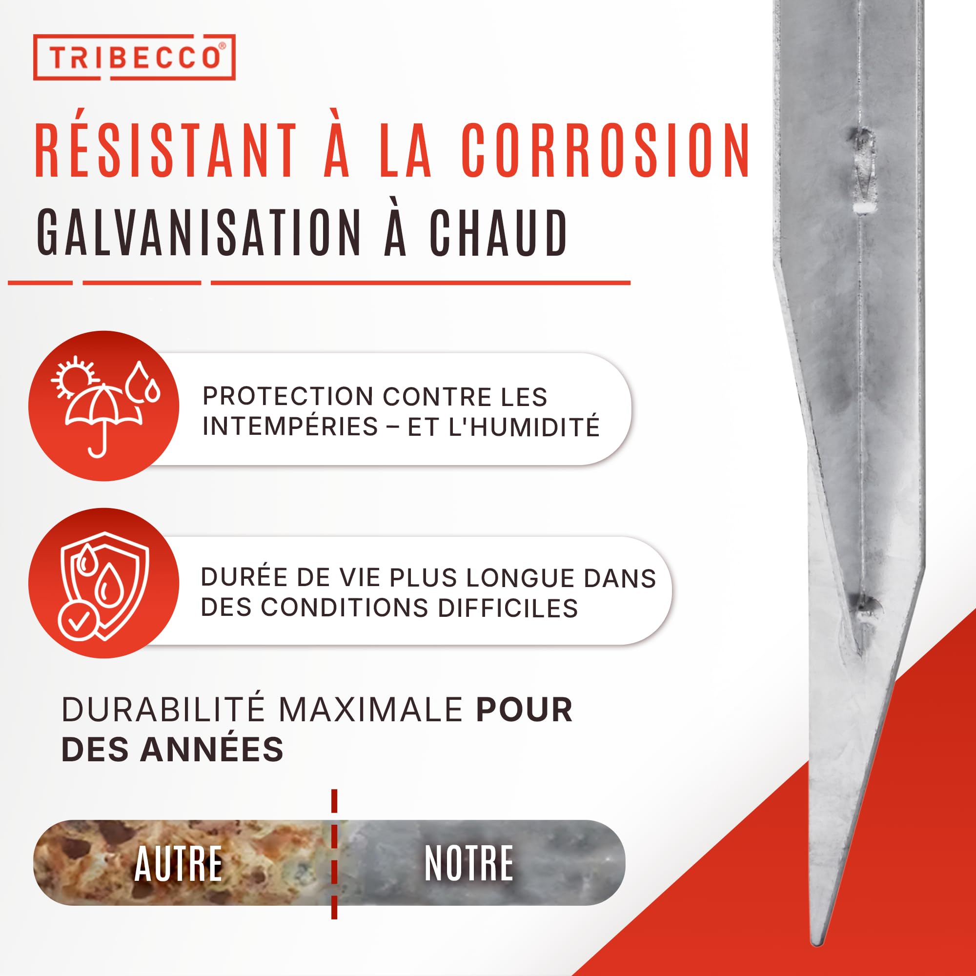 TRIBECCO® Lot de 4 ancrages au sol pour balançoire, stabilisation, ancrages de terre pour maisons de jeux, tours de jeu, balançoires, etc.