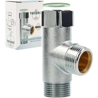 tecuro T-piece for sub-distribution on the outlet tap with 3/4 inch connection ideal for device values and combination valves matt chrome-placed brass