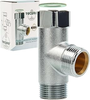 tecuro Pieza en T para subdistribución en el grifo con conexión de 3/4 pulgadas, ideal para válvulas de dispositivos y válvulas combinadas, latón cromado mate