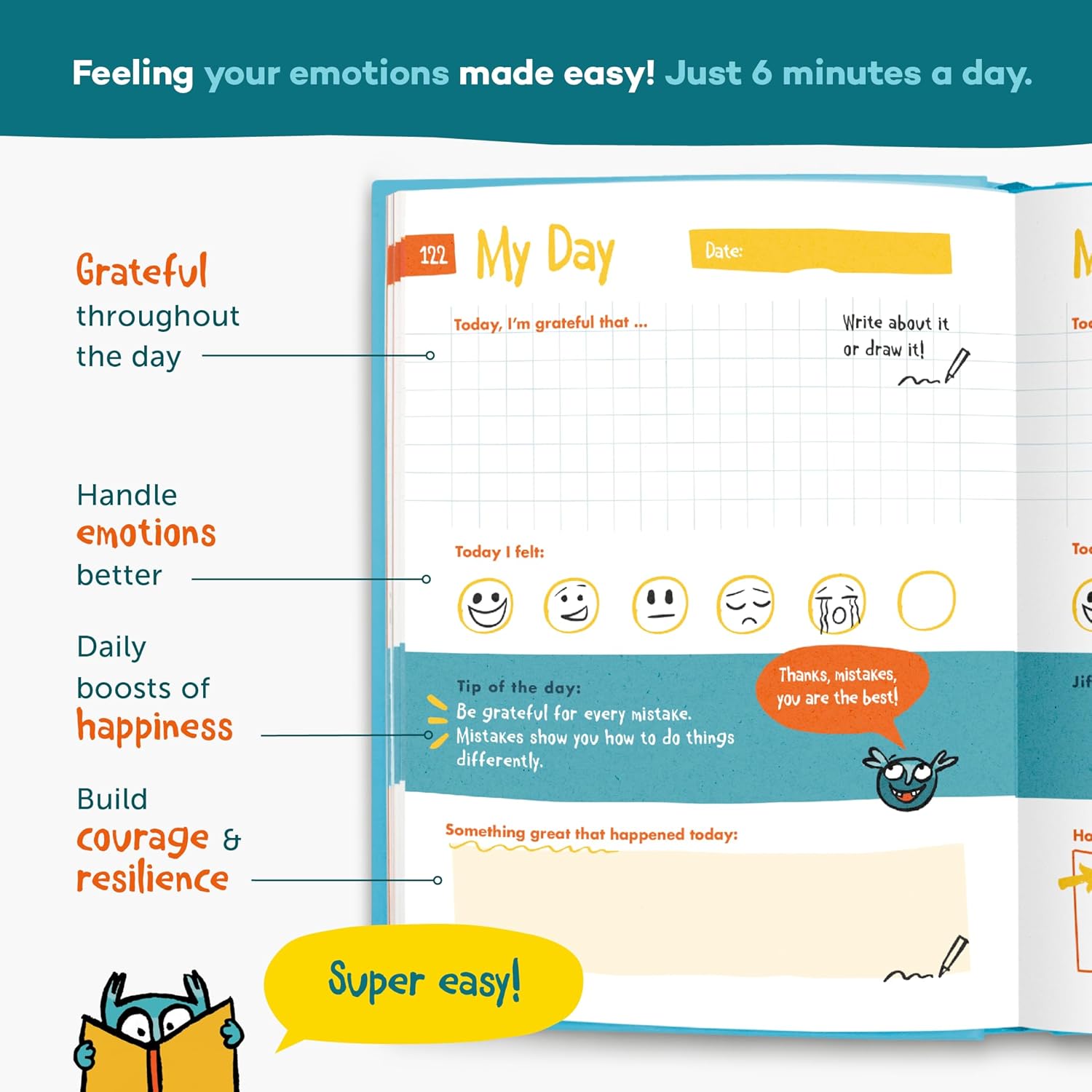 UrBestSelf 6-Minute Kids Diary – Journal for Kids 6-12 to Develop a Happy Self Mindfulness and Positive Habits – Kids Gratitude Journal for Girls & Boys
