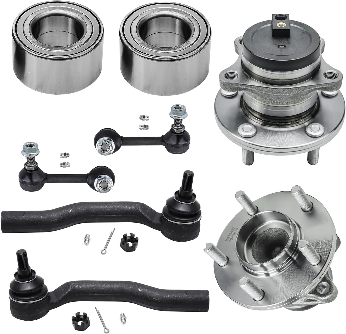 Detroit Axle - 2WD Wheel Bearings Kit for 2007-2014 Mazda CX-9 2 Front Wheel Bearings Assembly 2 Rear Wheel Bearing Hubs Assembly 2 Front Sway Bars 2 Outer Tie Rods Replacement - 8pc Set