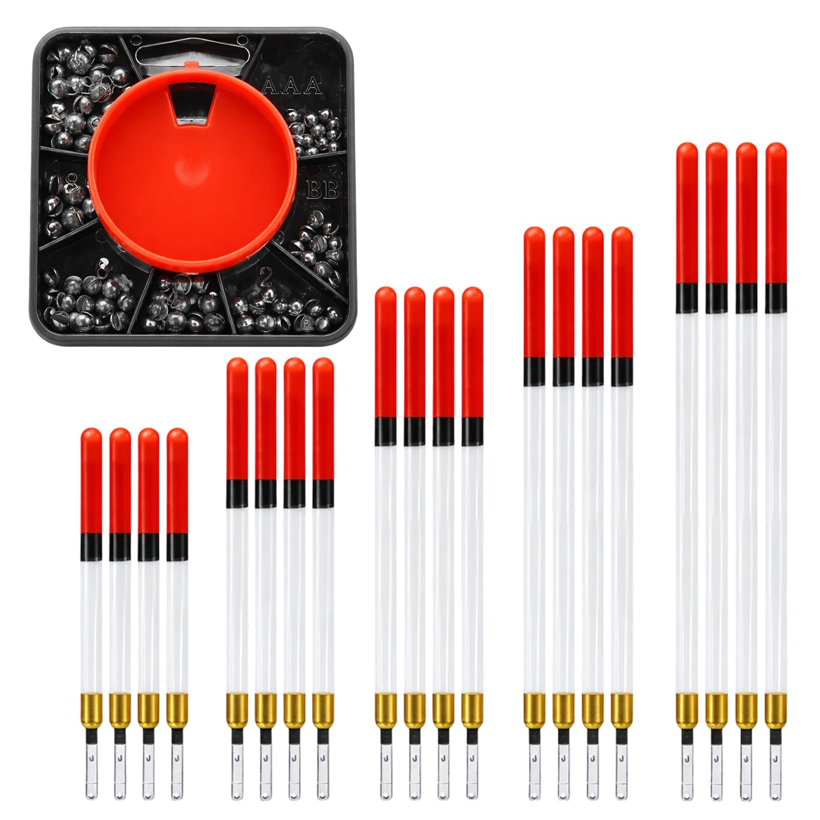 Fishing Floats Set, 120g Fishing Weights Floats, Versatile Fishing Tackle Accessories, Split Shot Fishing Weights, Straight Insert Fishing Floats Coarse for Fishing in Stillwater and Running Water