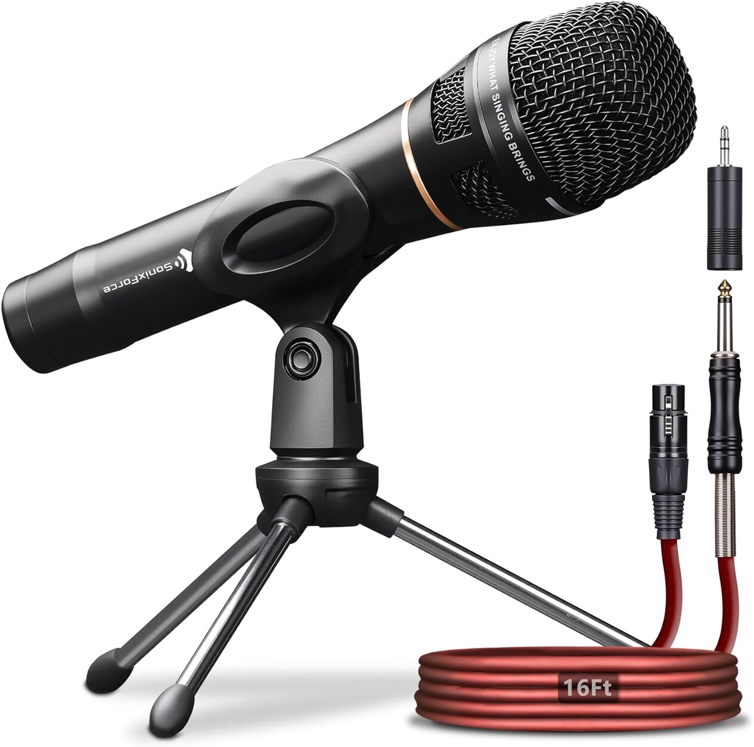 Dynamic Microphone – Professional Vocal Microphone for Singing – Handheld Wired Microphone with 16ft XLR to 1/4″ Audio Cable – Mic for Speaking, Karaoke & Living Stage