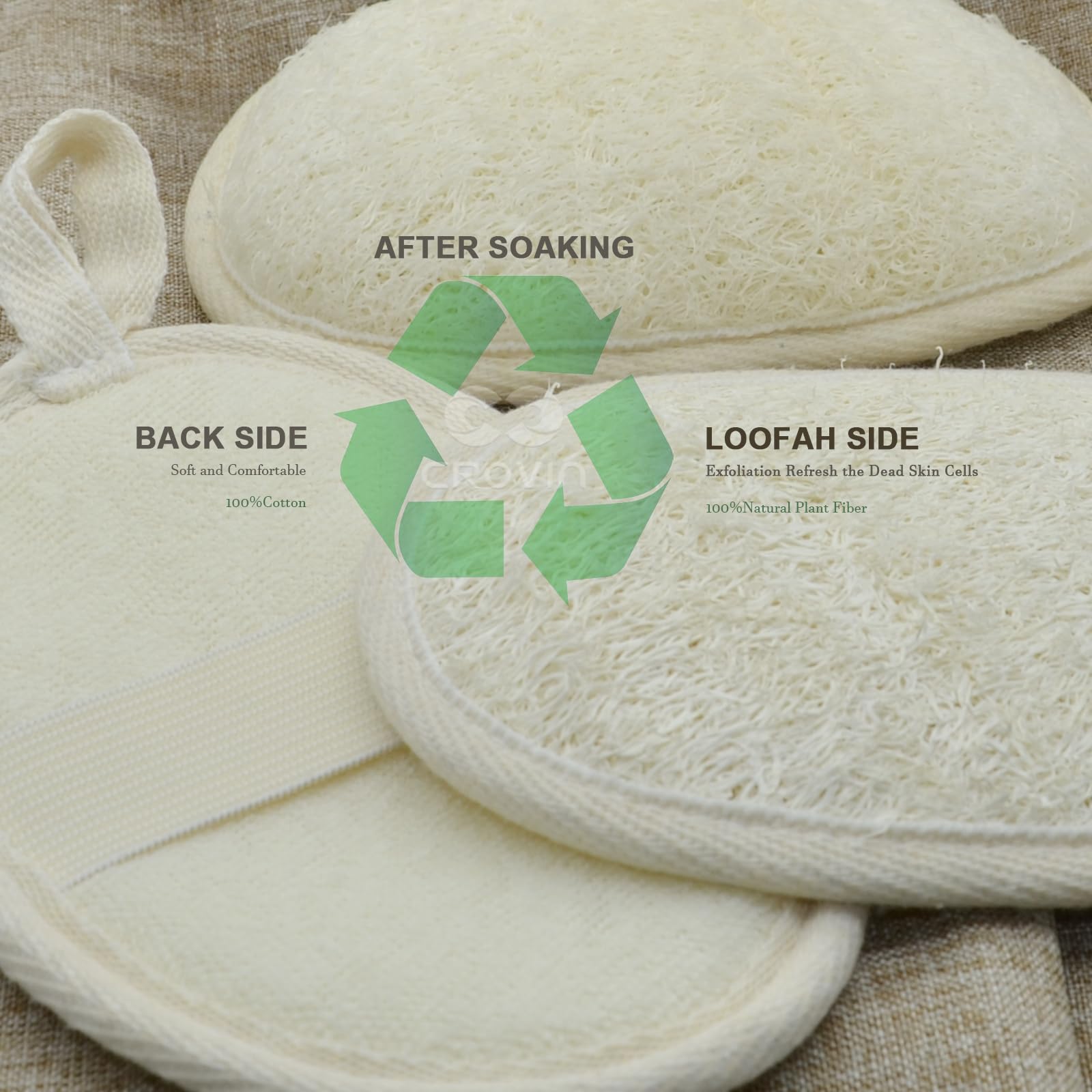 Loofah Pads złuszczający peeling do ciała luffa, 100% naturalna gąbka do kąpieli dla mężczyzn i kobiet, SPA, 6 sztuk, zestaw Luffa, idealna do kąpieli pod prysznic