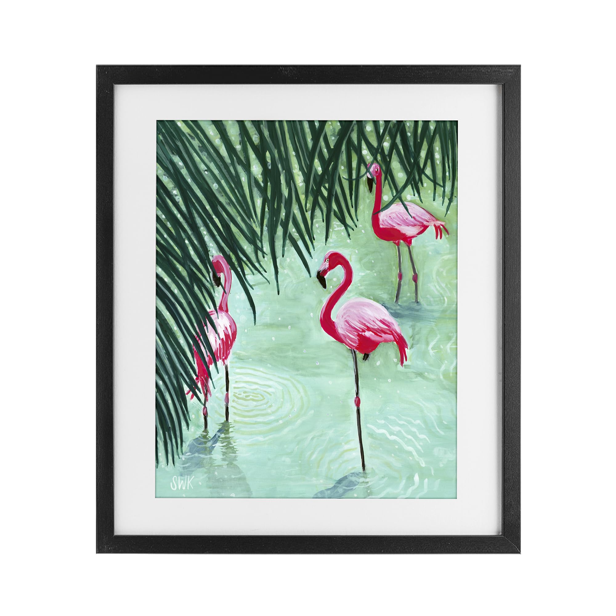 'Shallow Flamingo Pond'| Framed Print Under Glass