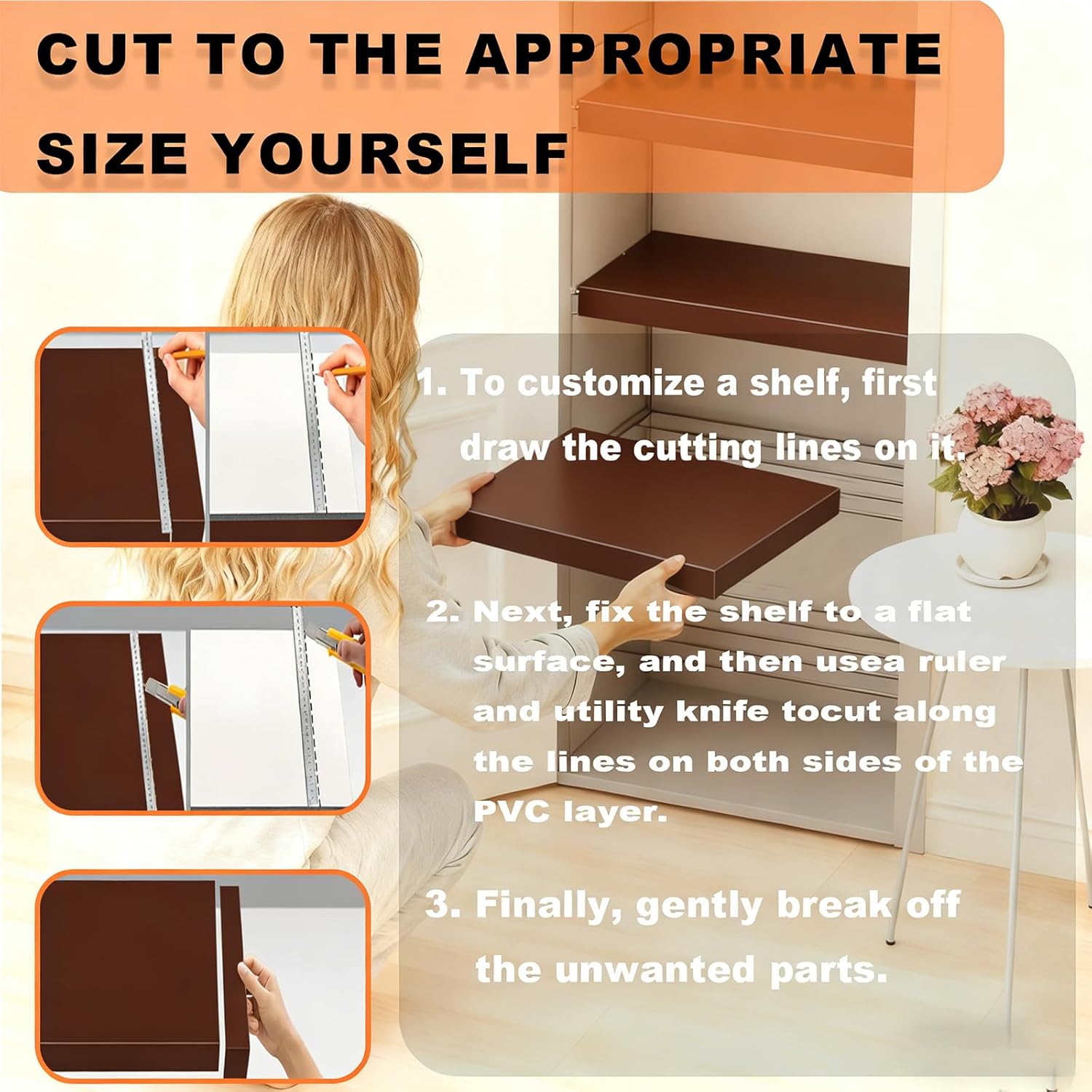 5 PCS Custom Size Wire Shelf Covers,35x12in PVC Wood-Look Shelf Liners,Waterproof Easy Installfor,Decoration Kitchen Bathroom Office Shelving(Brown)