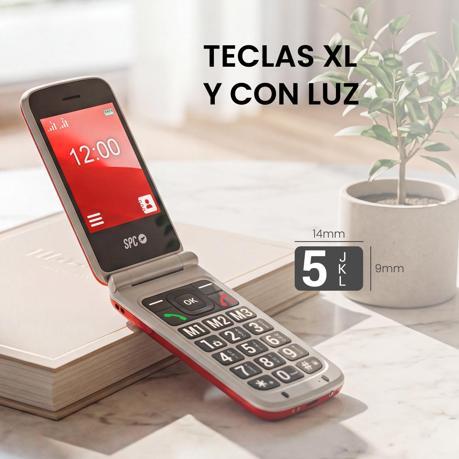 SPC Stella 3 + Cargador 20W | Teléfono móvil para Mayores con Tapa y 4G | Menú y Teclas Grandes | Botón SOS, configuración remota, Compatible audífonos y Volumen 103dB | Base Carga
