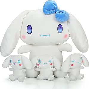 13 Inch Cinnamon Plush Mommy with 3 Babies Stuffed Animals Toy Pillows for Kids Birthday Christmas Party Favors Gifts