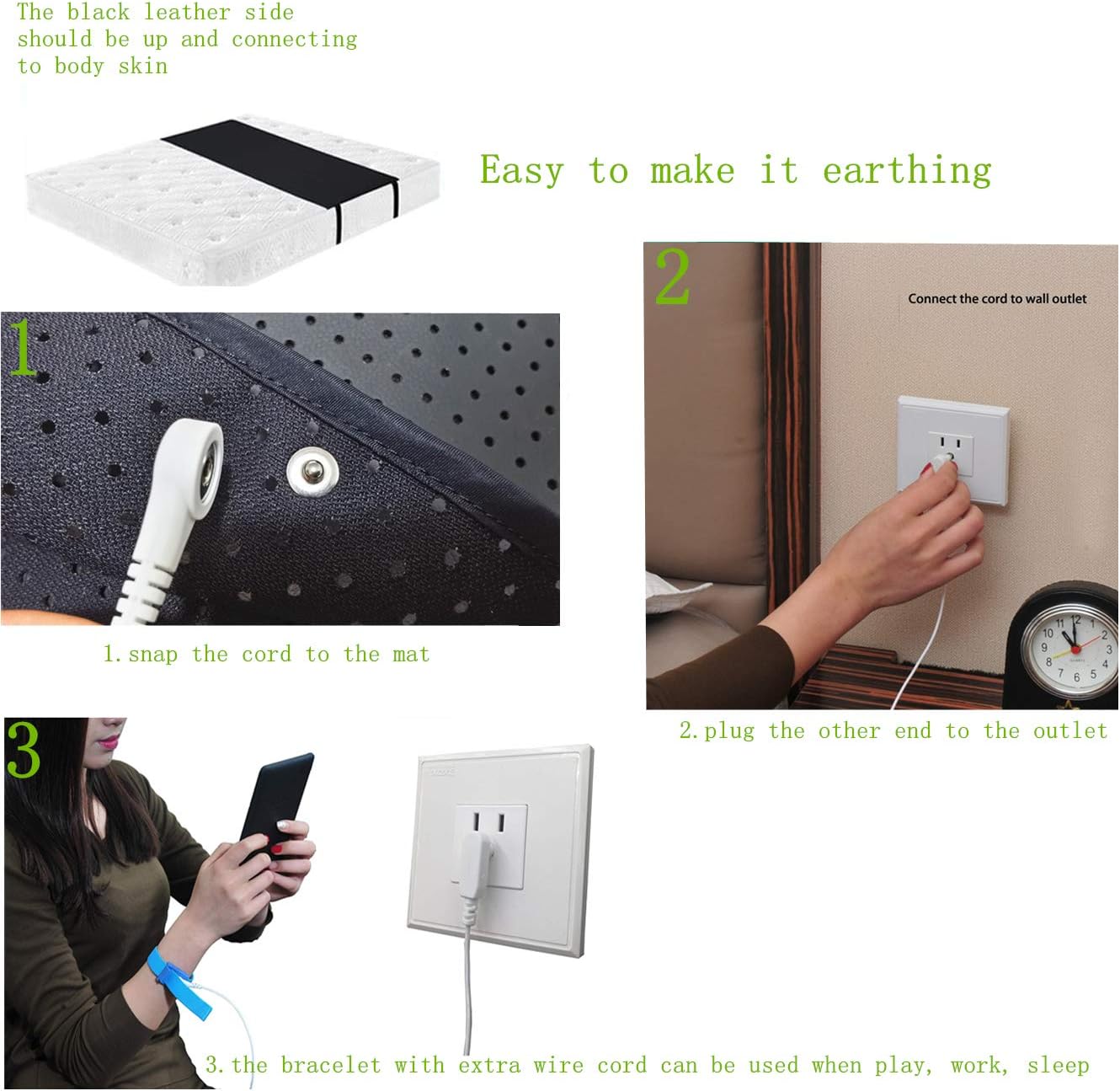 Therapy EMF Grounding Mats Conductive Carbon Leatherette Pads for Better Sleep, Stretch and Breathable : Health & Household