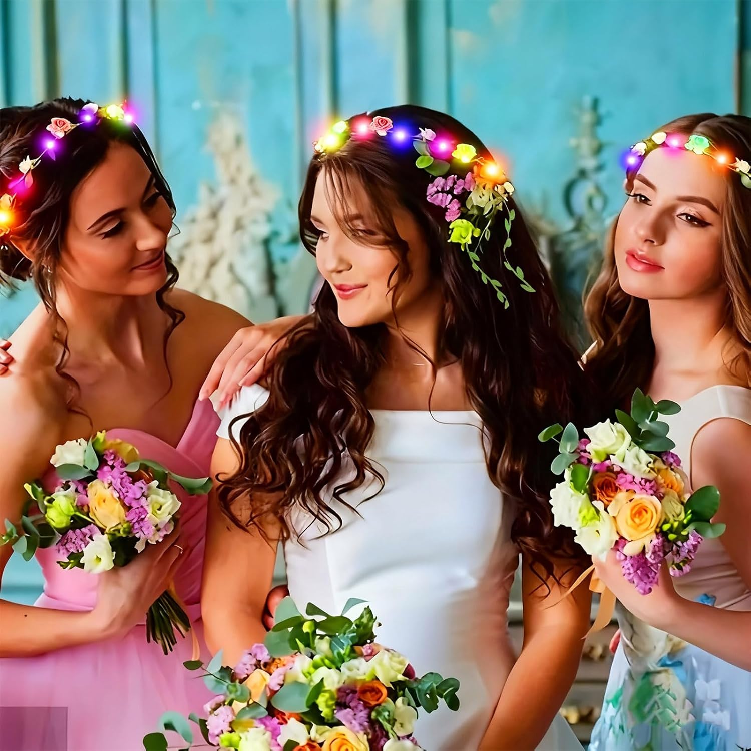 20 Pcs LED Flower Crowns Headbands,Light Up Headbands for Women Wedding Festival Celebrations, Stage Performance, Glowing Festival Garland Hair Accessories