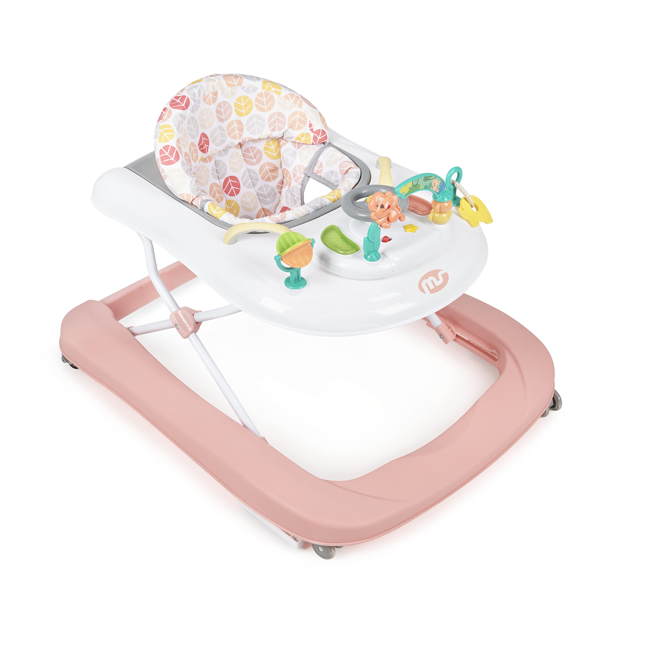 MS 440 - Andador para bebé y Correpasillos 2 en 1 - Base Antivuelco - Incluye Bandeja De Sonidos Y Juegos, Rosa