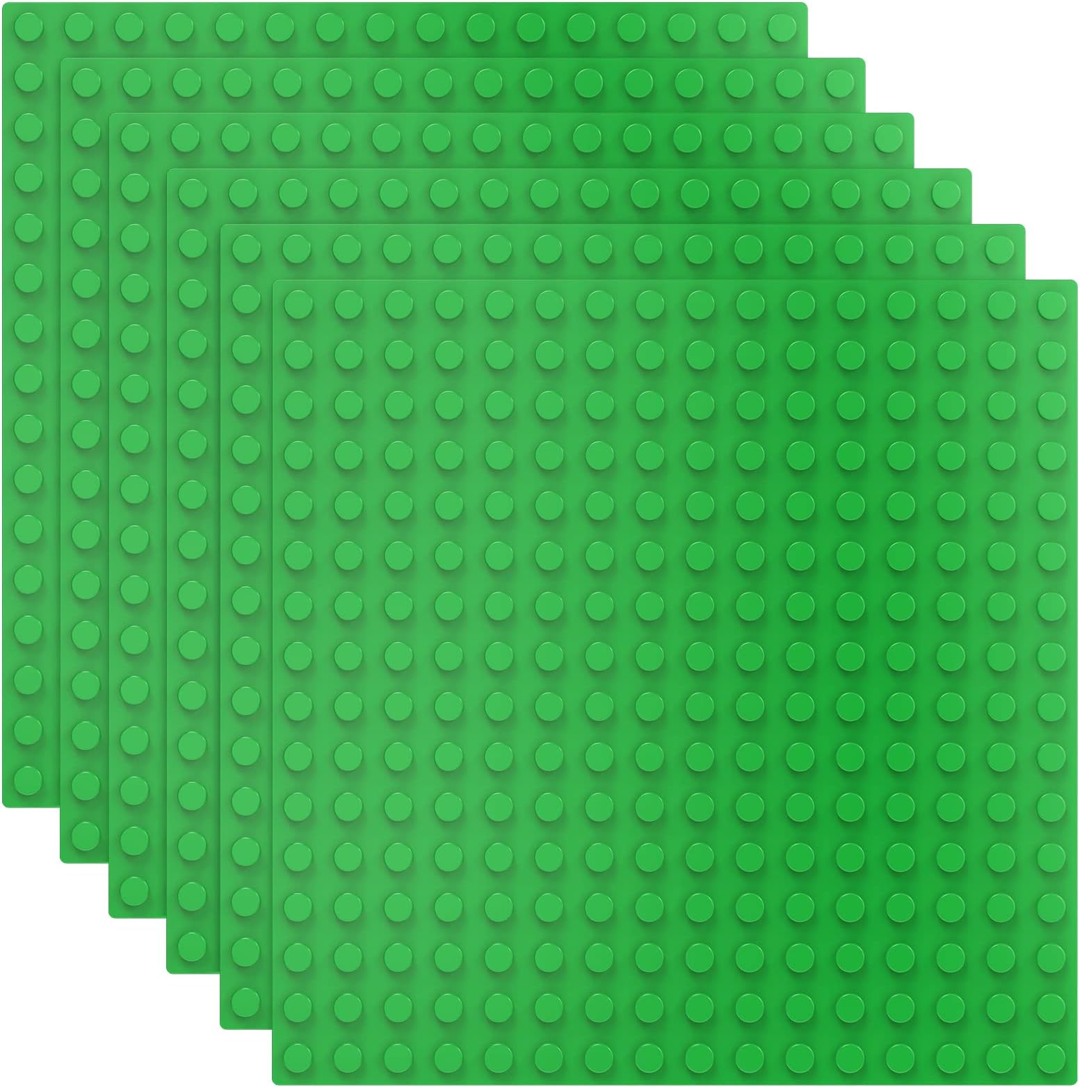 6 Pack Large Building Brick Baseboard in Green, 10 x 10 Inch Baseplates Compatible with DUPLO,MEGA, Baseplate for DIY Play Table or Wall