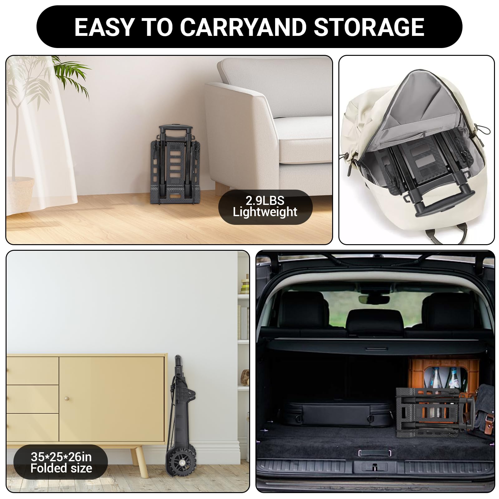 CARRELLO PORTAPACCHI IN ALLUMINIO PIEGHEVOLE HYTAMA FOLD TRIO CON 6 Ruote Montascale 87963363