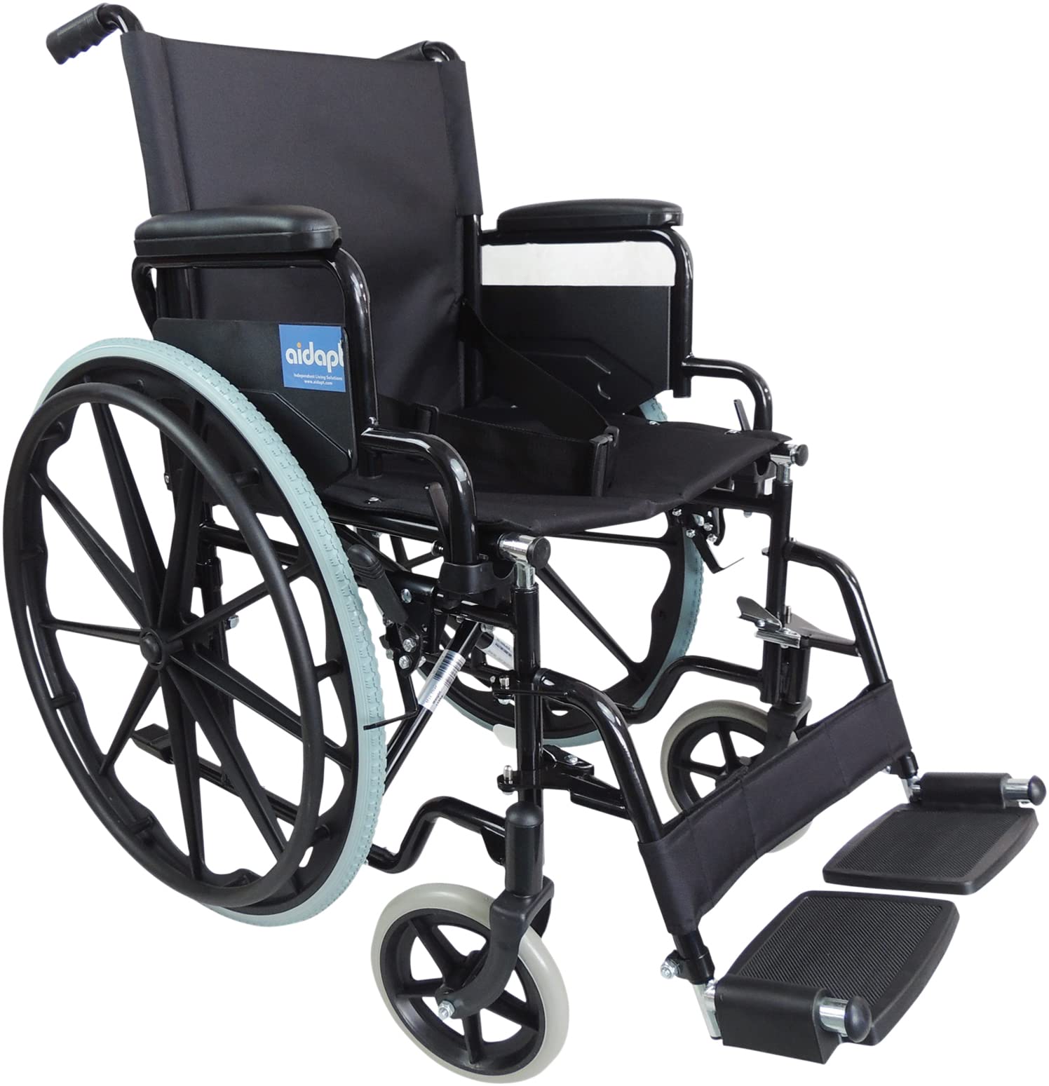 Aidapt Self Propelled Steel Transit Wheelchair - Black - 18" Seat Width