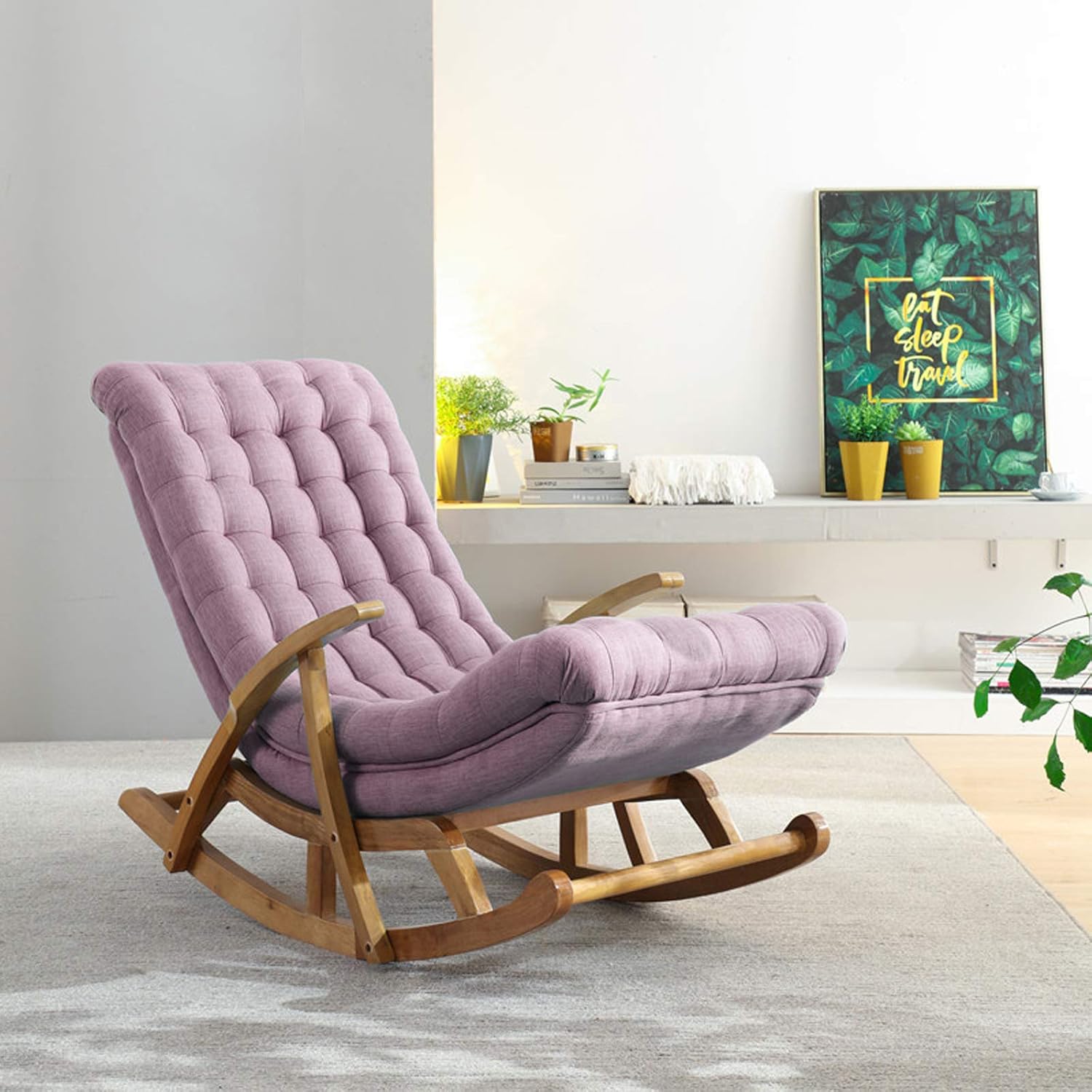 LSLYTQ Rocking Chair Reclin Rest Lounger Home Balcony Leisure Chair Garden Sun Loungs Living Room Chair Comt Sofa Chair Bedside Chair Reading Coffee Chair Armchair
