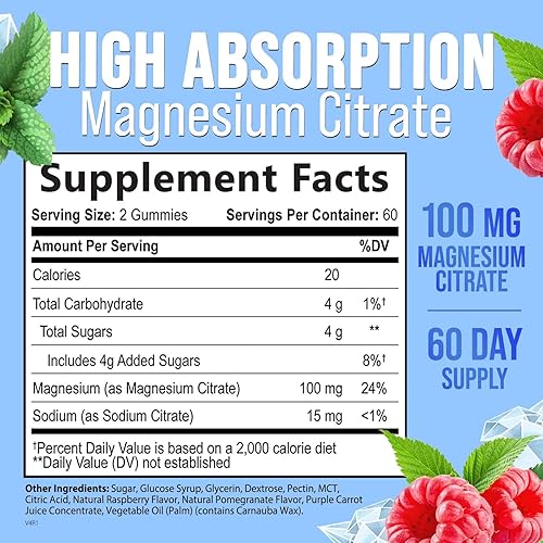 Miniatura 2 de Gomitas de magnesio  Suplemento de citrato de magnesio de alta absorción para apoyo relajante para adultos y niños  Gomitas de magnesio calmantes