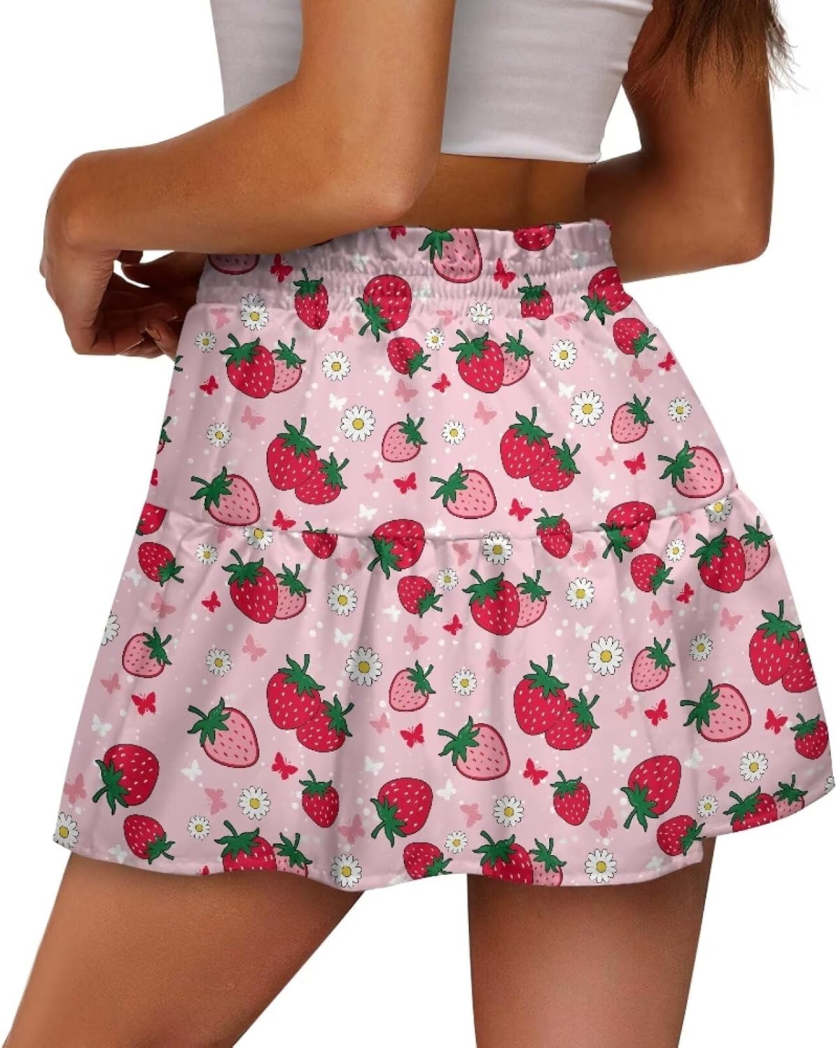 Women's Mini Skater Skirt High Waist Ruffle Soft Summer Short Skirt Dating Club Party Dress