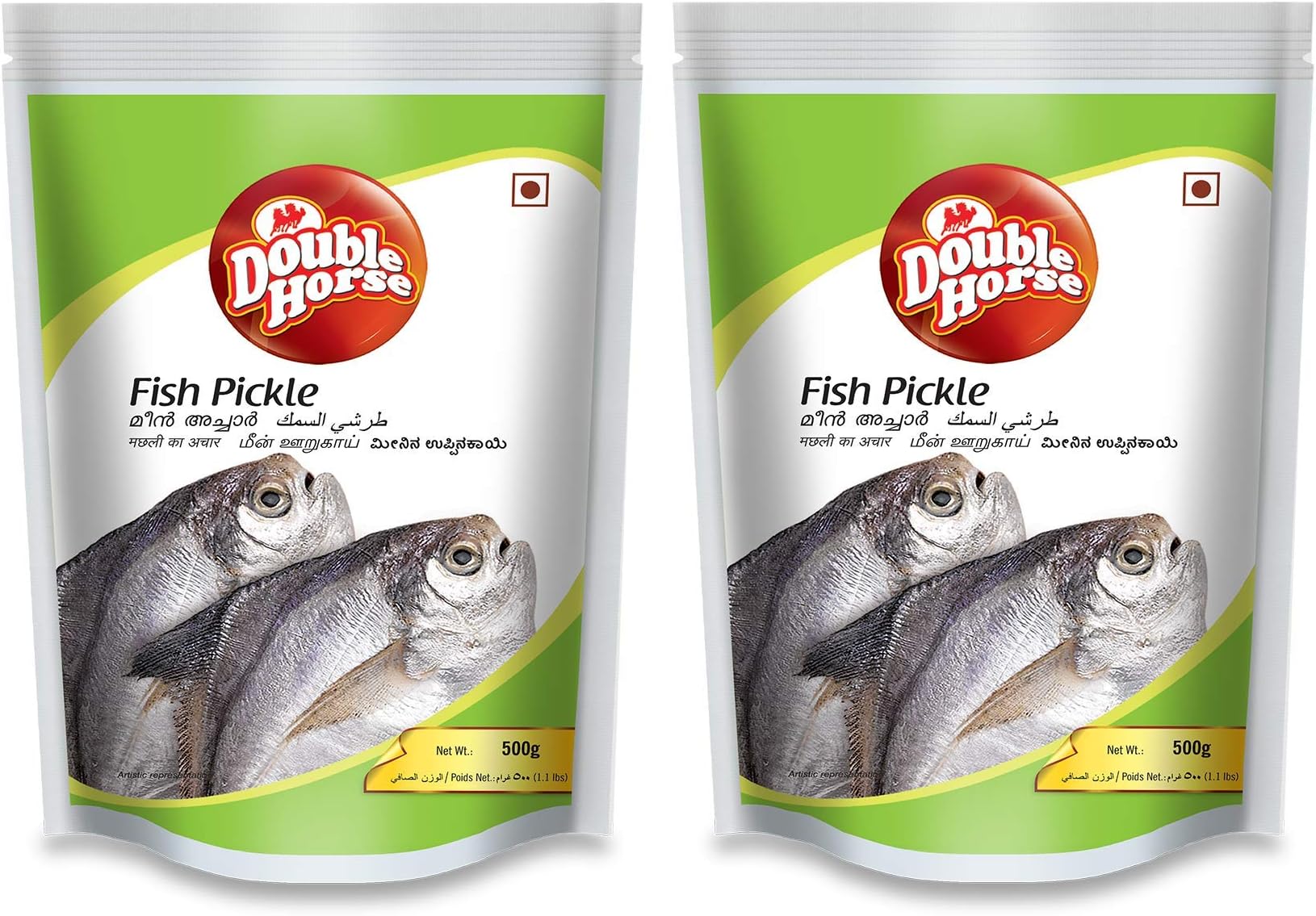 Double Horse Authentic Kerala Style Fish Pickle -500 Grams x 2Pkts|Non-Veg Pickle| Kerala Pickle| Fish Achaar| Export Quality|Home Made|Hot & Spicy