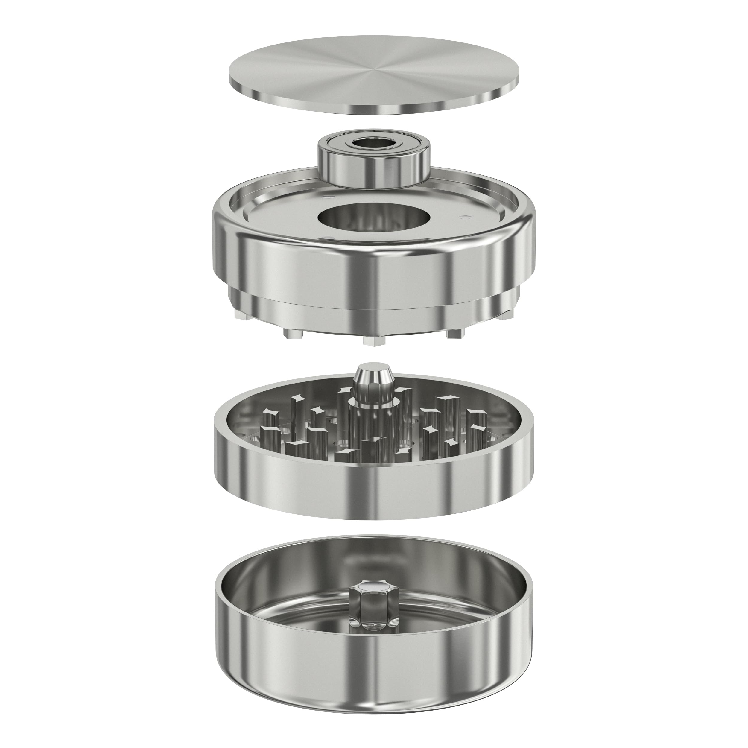 Grinder in acciaio inox 62 mm – Grinder di precisione Premium con cuscinetto a sfera, chiusura magnetica, antiruggine, durevole, macina erbe e spezie con spazzola, raschietto e scatola