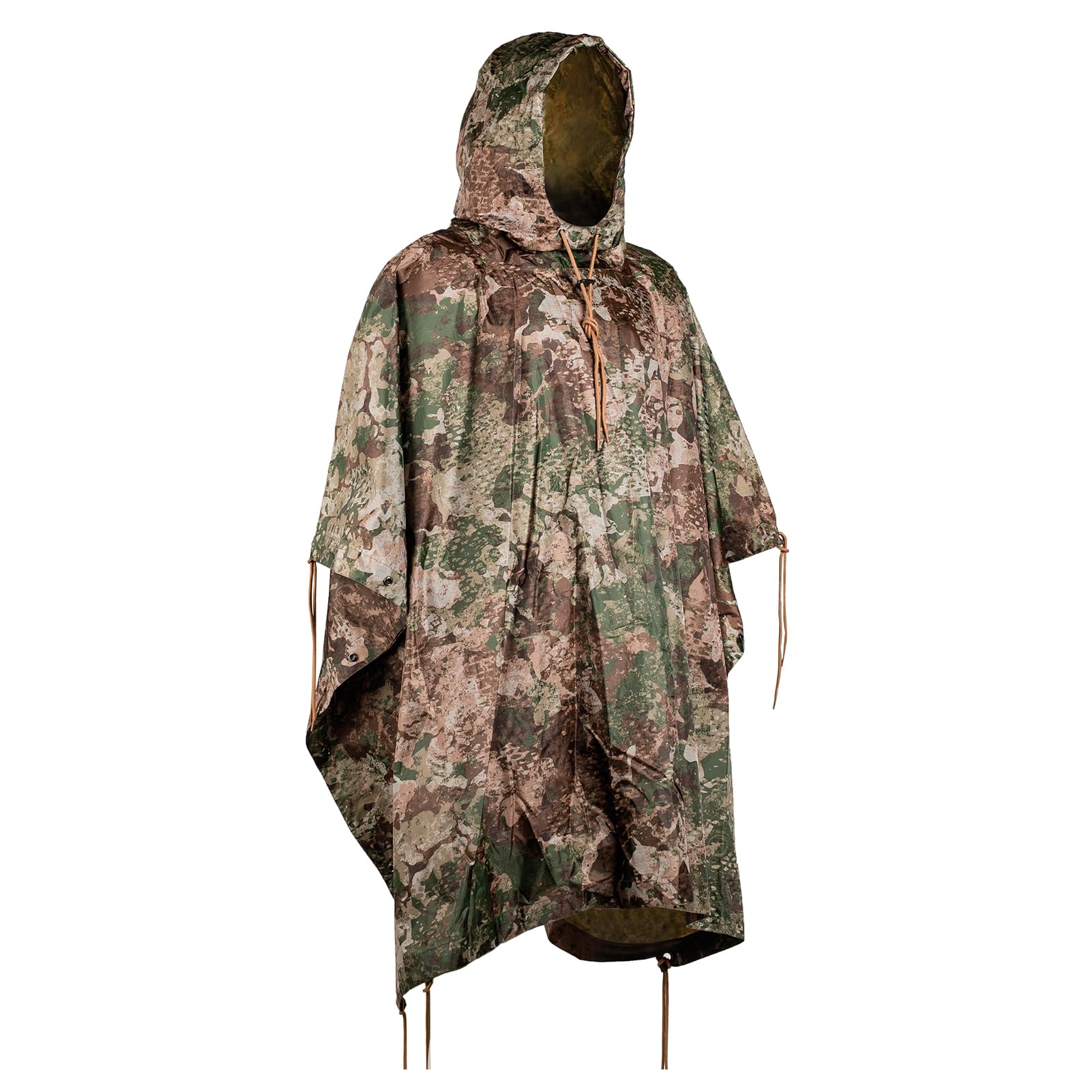 Mil-Tec Adult Ripstop Wet Weather Lightweight Waterproof Multi-Use Rain Poncho with Hood - Use as Bivouac Sack, Shelter Tent