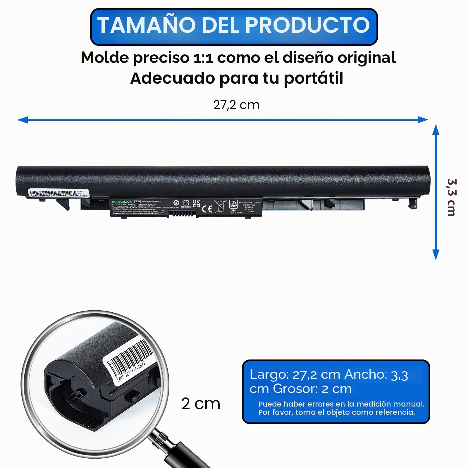 JC04 919701-850 919700-850 Batería de reemplazo JC03 para portátil HP Pavilion 250 G6 919682-831 919681-221 919682-121 919682-421 para HP 15-BS015DX 15-BS000 15-BS070WM