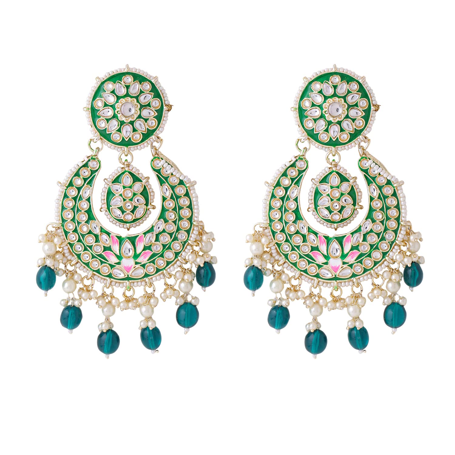 Yellow Chimes Earrings for Women and Girls Traditional Meenakari Chandbali | Gold Toned Green Meenakari Chandbali Earrings | Birthday Gift for girls and women Anniversary Gift for Wife (B0BQR9JGJG) Amazon Price History, Amazon Price Tracker