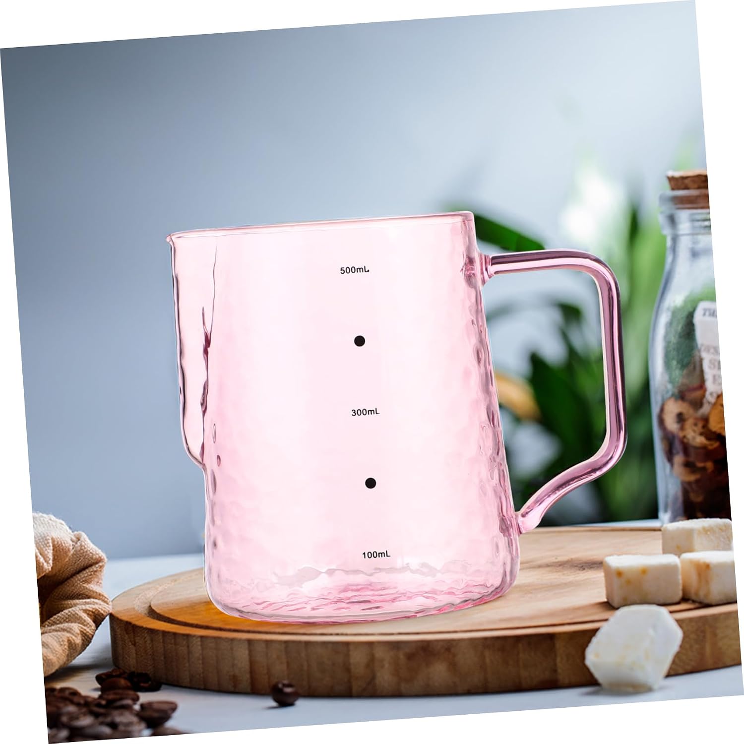 Borosilicate Glass Coffee Pot Ergonomic Milk Jug with Pour Spout for Coffee Milk and Juice Design for Cafes Restaurants and Home Use