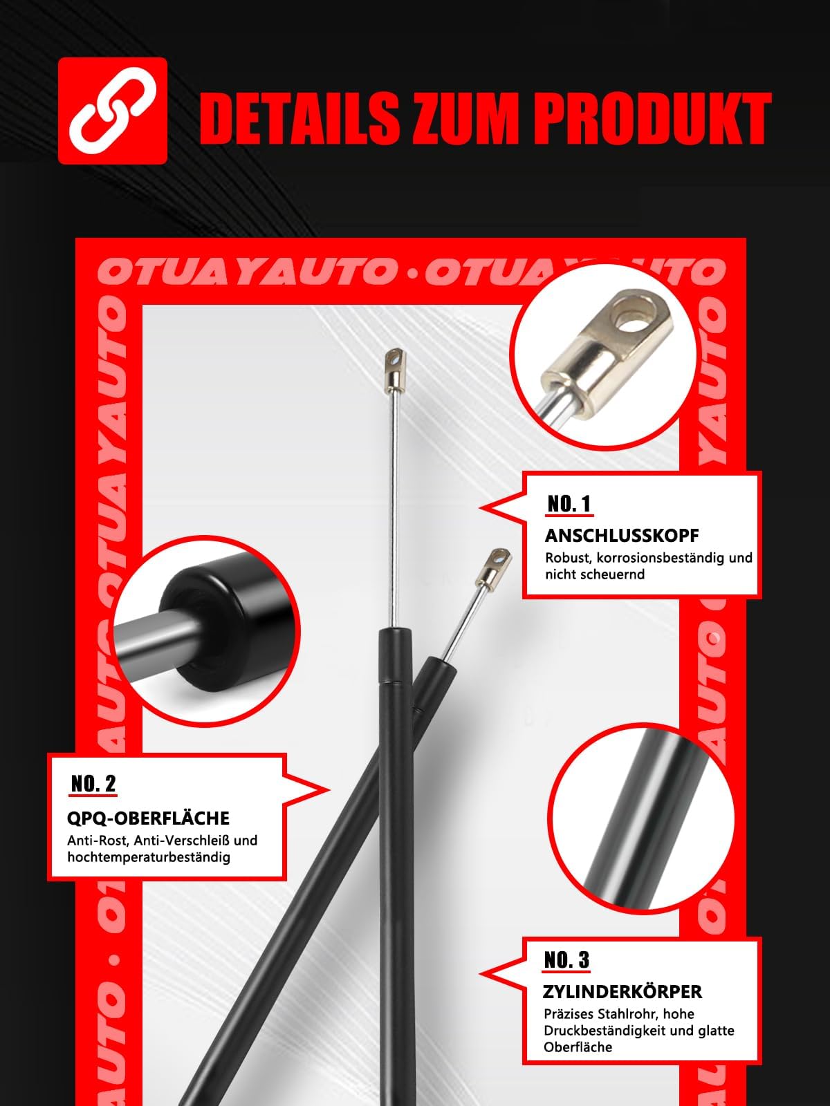 OTUAYAUTO Ammortizzatore a gas 40N, 2 molle a gas con molla di compressione, raccordi per camper Seitz Dometic Heki 2 E015
